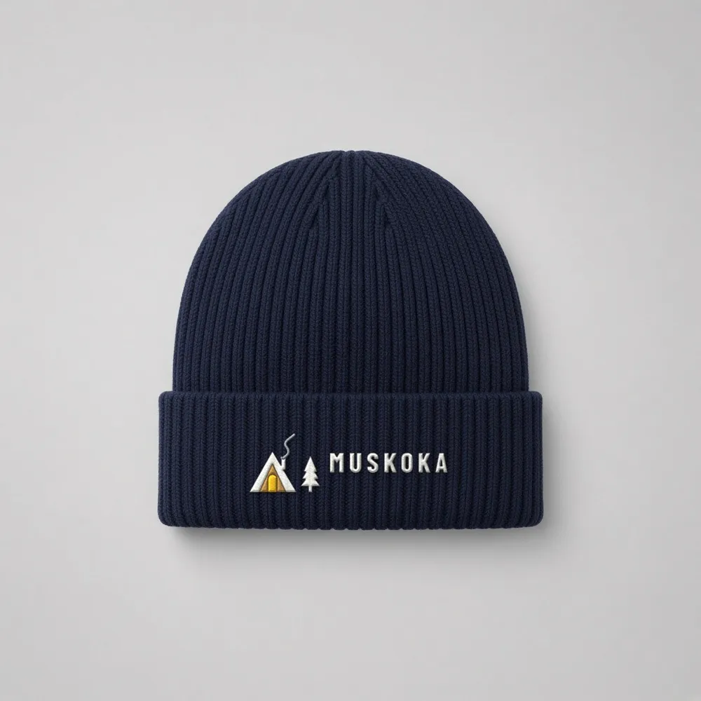 A-Frame Cabin Toque in navy (digital mockup)