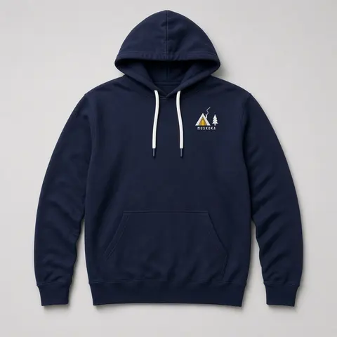 A-Frame Cabin Hoodie in navy (digital mockup)